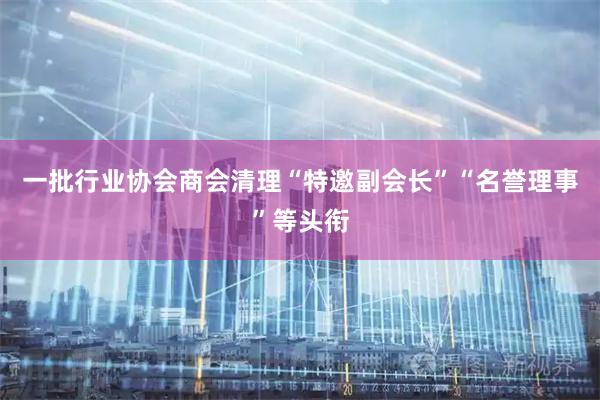 一批行业协会商会清理“特邀副会长”“名誉理事”等头衔