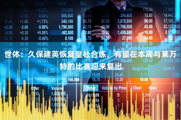 世体：久保建英恢复皇社合练，有望在本周与莱万特的比赛迎来复出